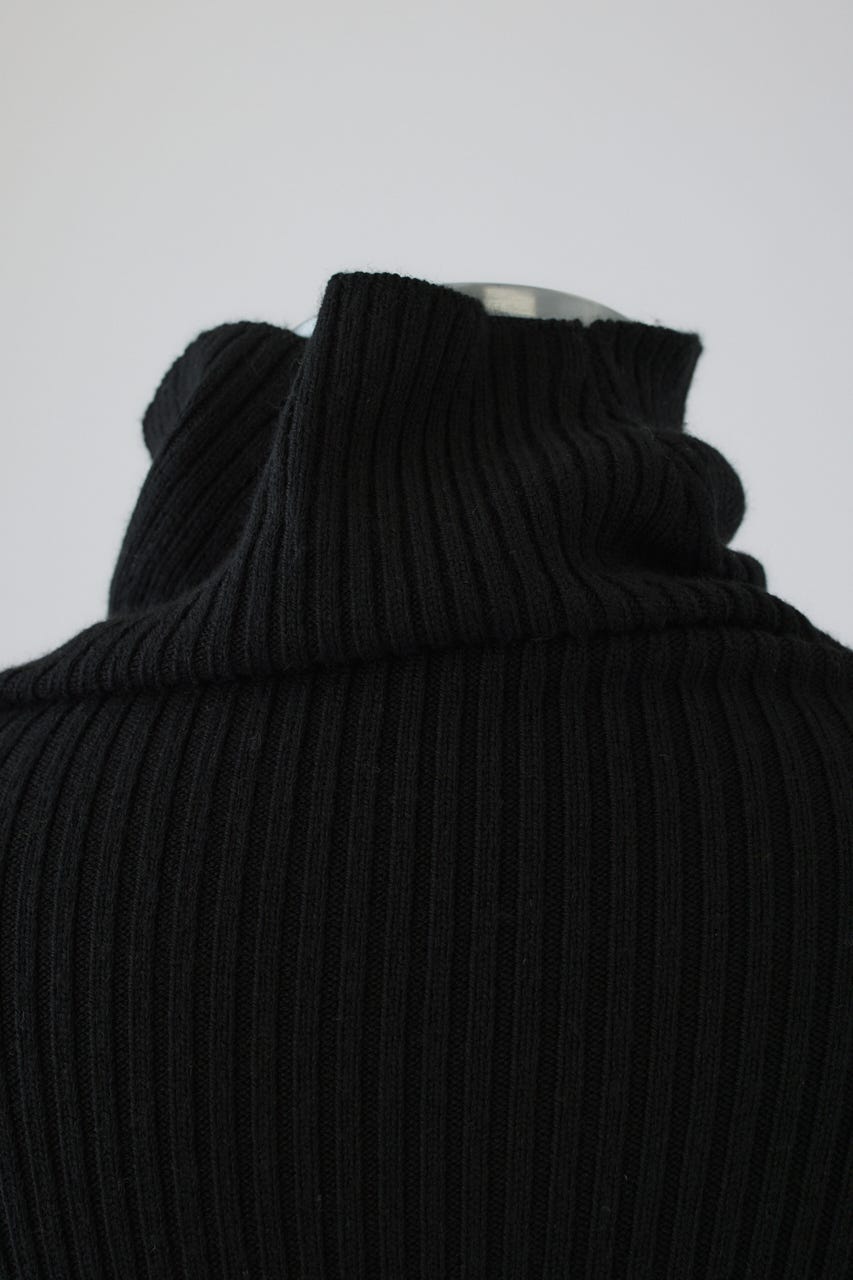 10/14- order start Back shoulder rib knit tops BLK FREE