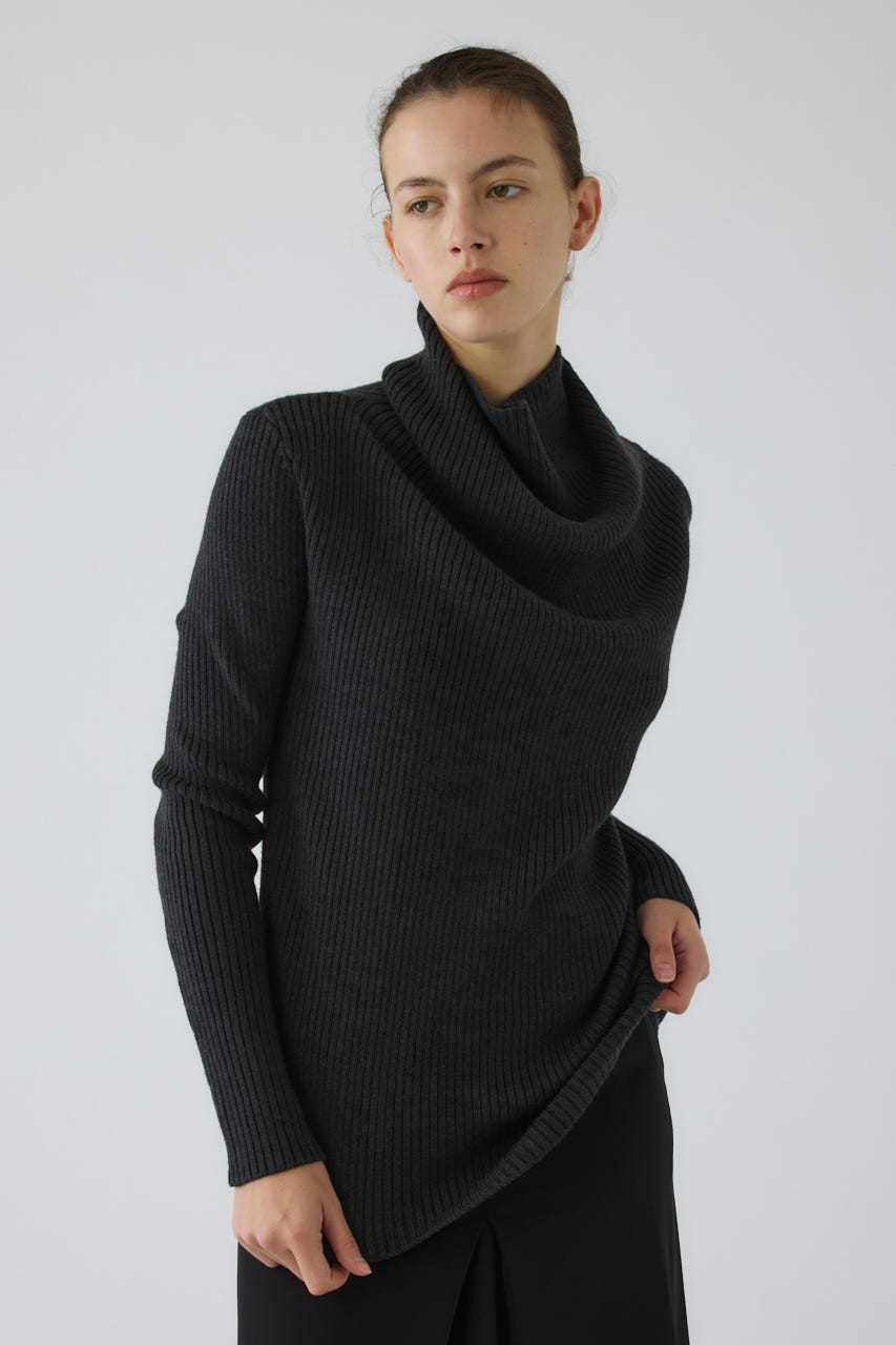 10/14- order start Back shoulder rib knit tops GRY FREE
