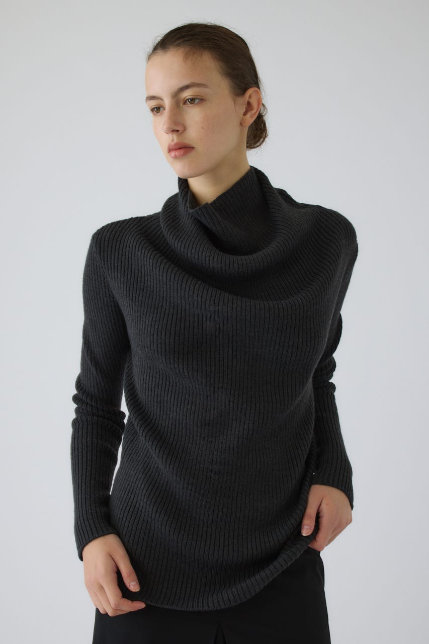 10/14- order start Back shoulder rib knit tops GRY FREE