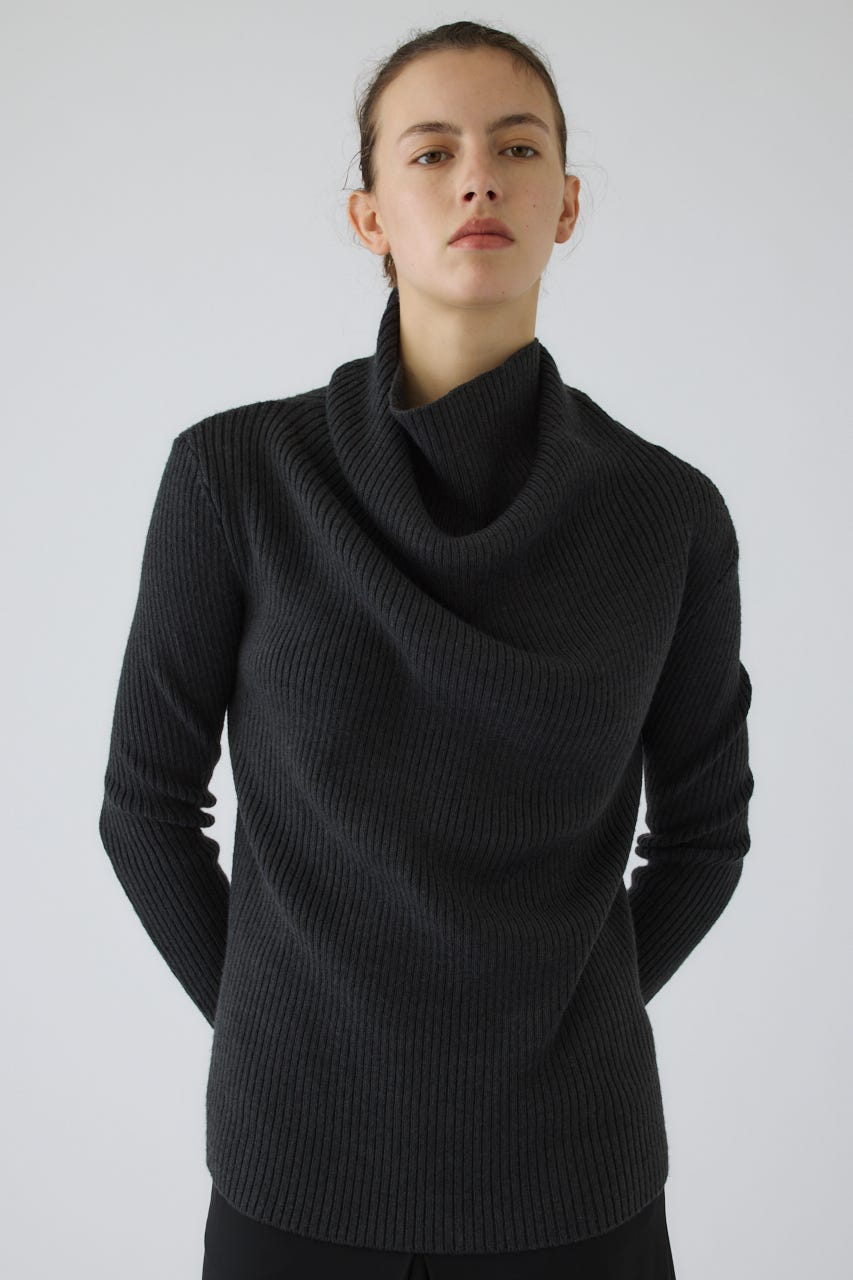 10/14- order start Back shoulder rib knit tops GRY FREE