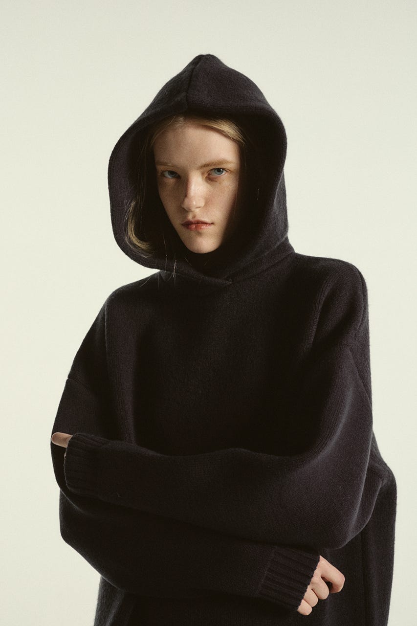 【26FW PRE ORDER】High neck knit hoodie D/NVY FREE