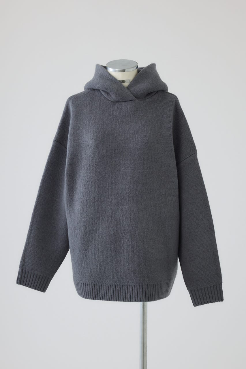 【26FW PRE ORDER】High neck knit hoodie GRY FREE