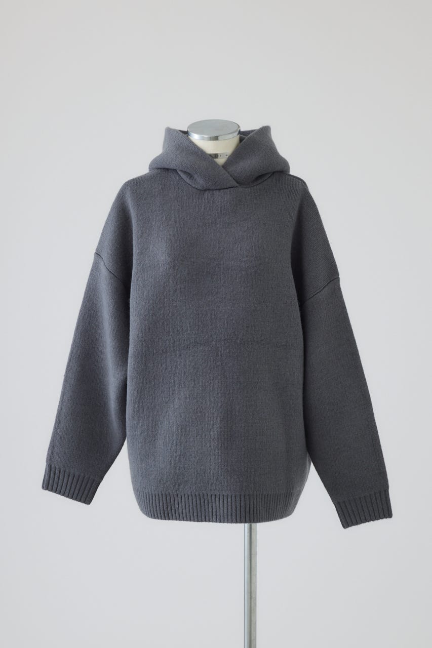 【26FW PRE ORDER】High neck knit hoodie GRY FREE