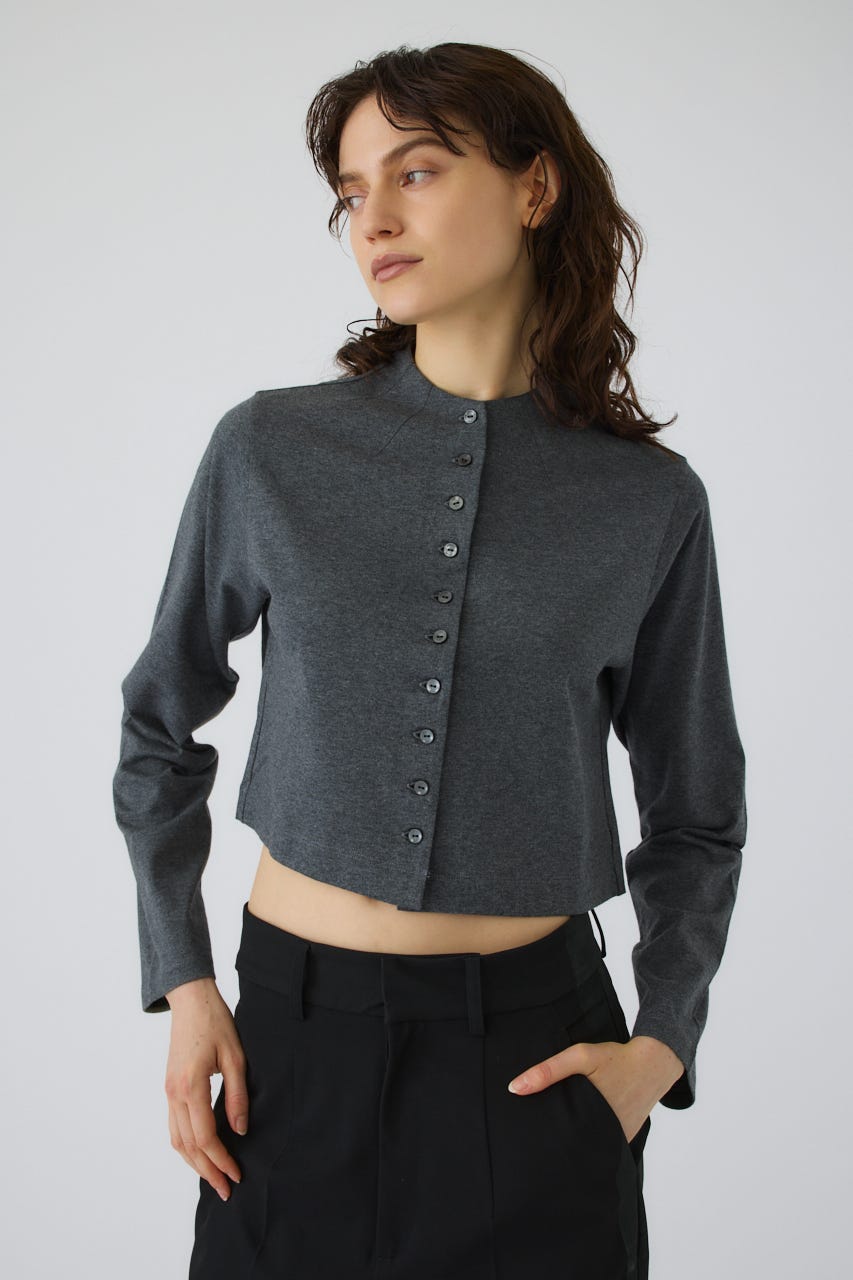 Neck darts cut long T/SH GRY FREE