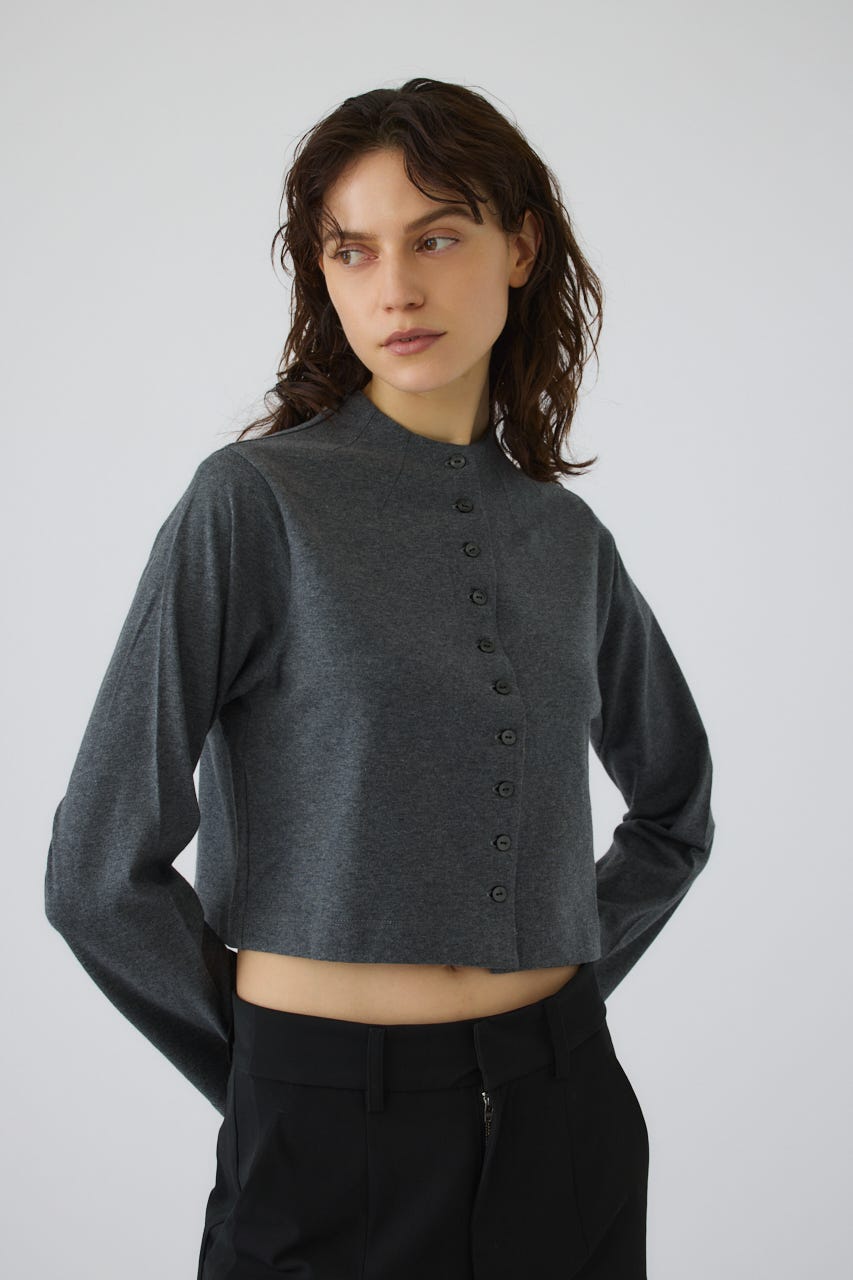 Neck darts cut long T/SH GRY FREE