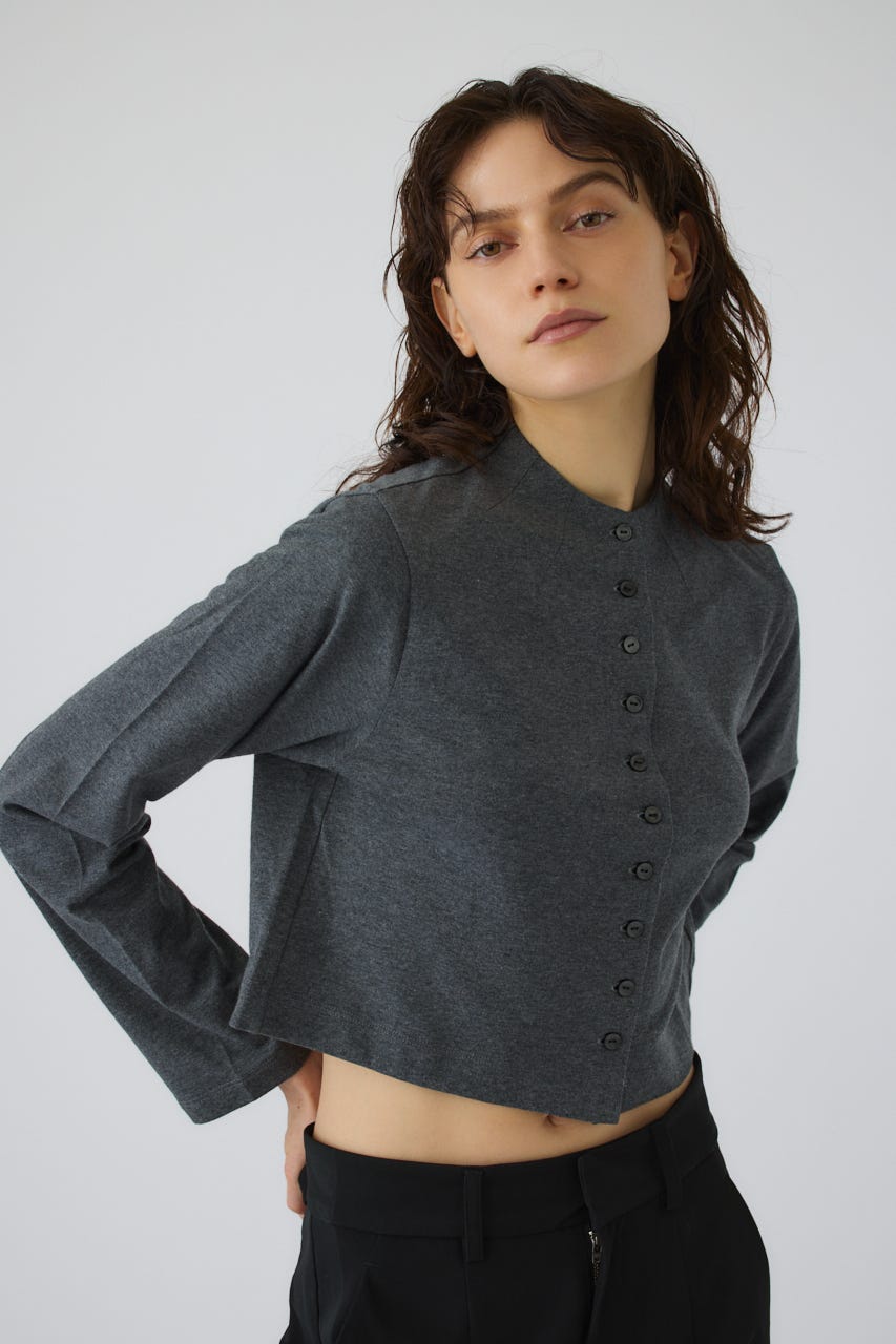 Neck darts cut long T/SH GRY FREE