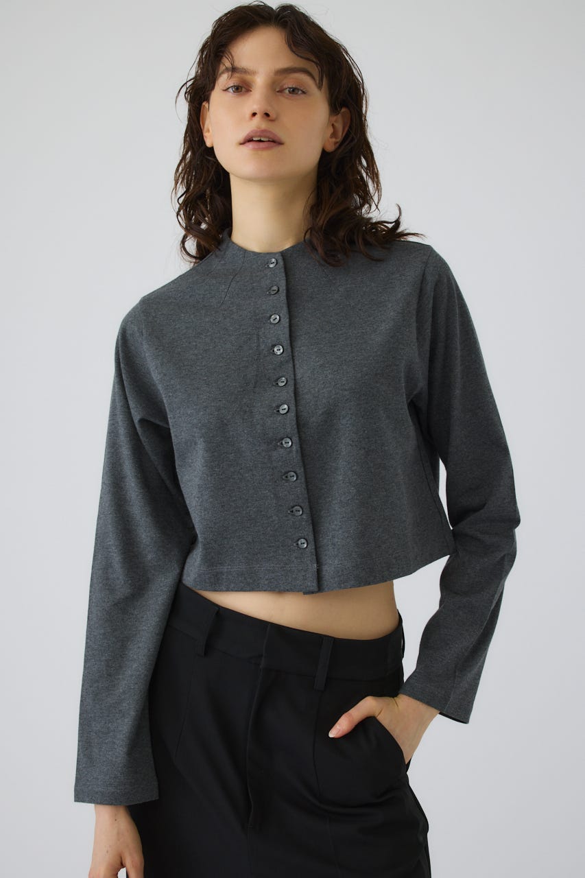 Neck darts cut long T/SH GRY FREE