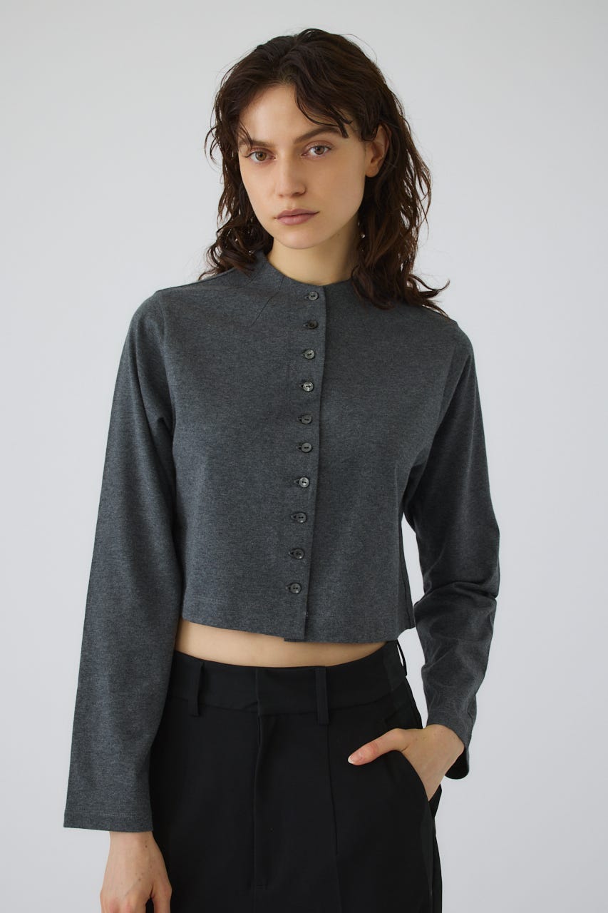 Neck darts cut long T/SH GRY FREE