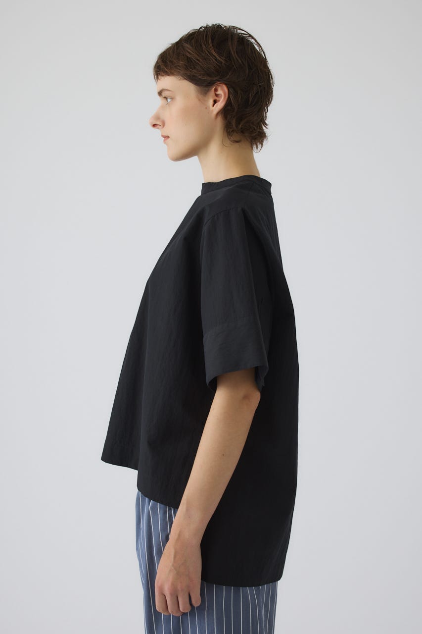 Asymmetric hem woven T/SH BLK FREE