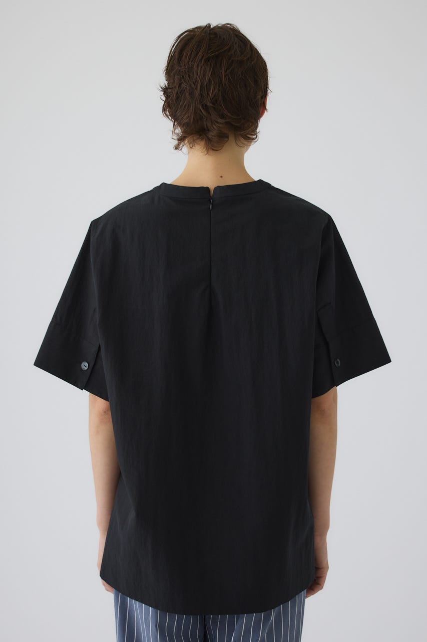 Asymmetric hem woven T/SH BLK FREE