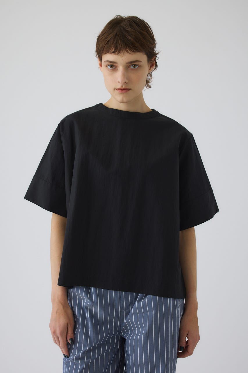 Asymmetric hem woven T/SH BLK FREE