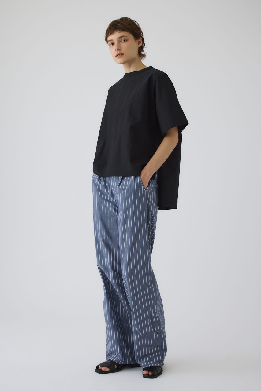 Asymmetric hem woven T/SH BLK FREE