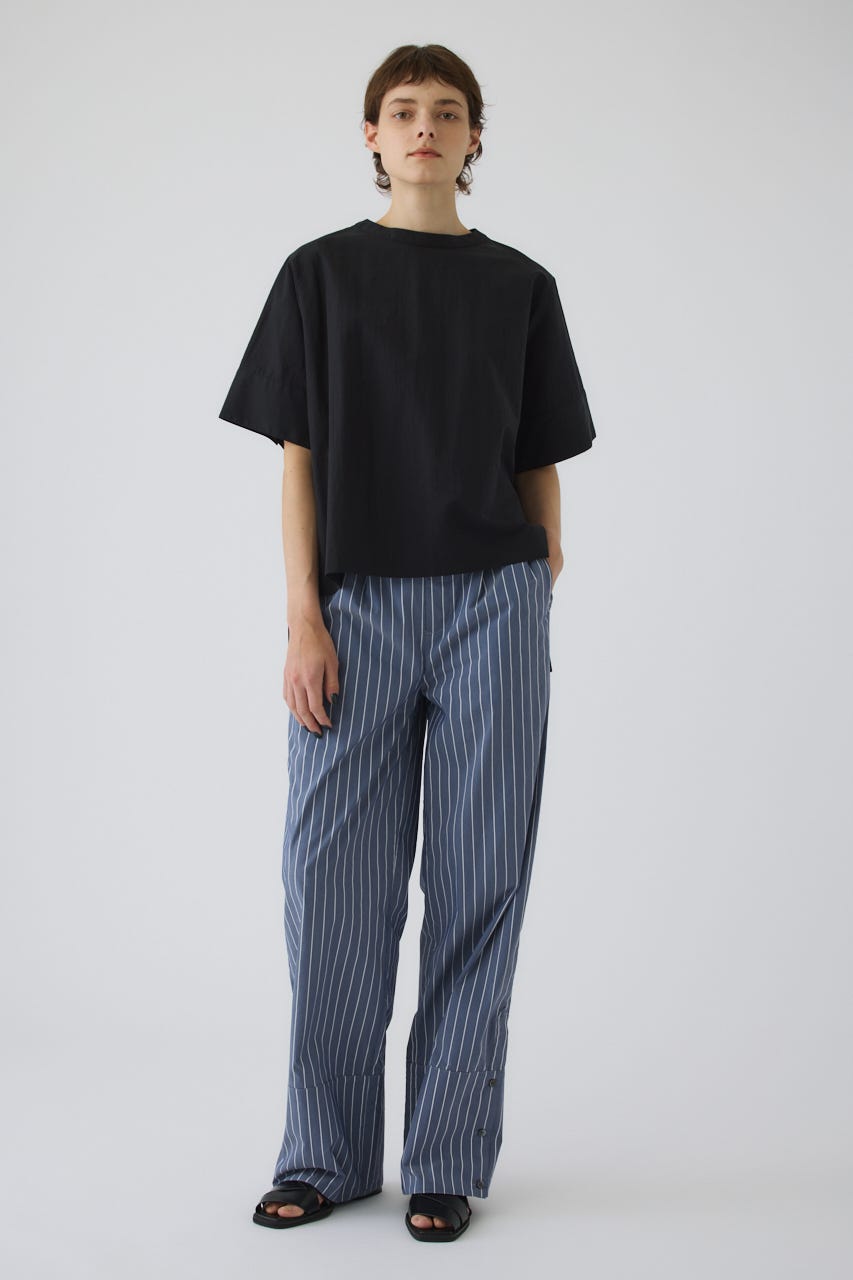 Asymmetric hem woven T/SH BLK FREE