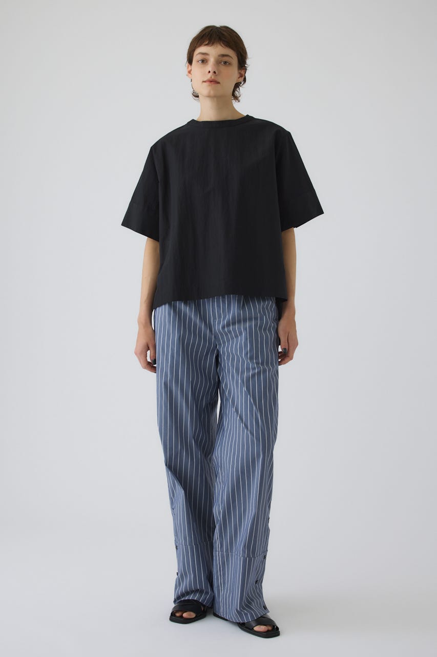 Asymmetric hem woven T/SH BLK FREE