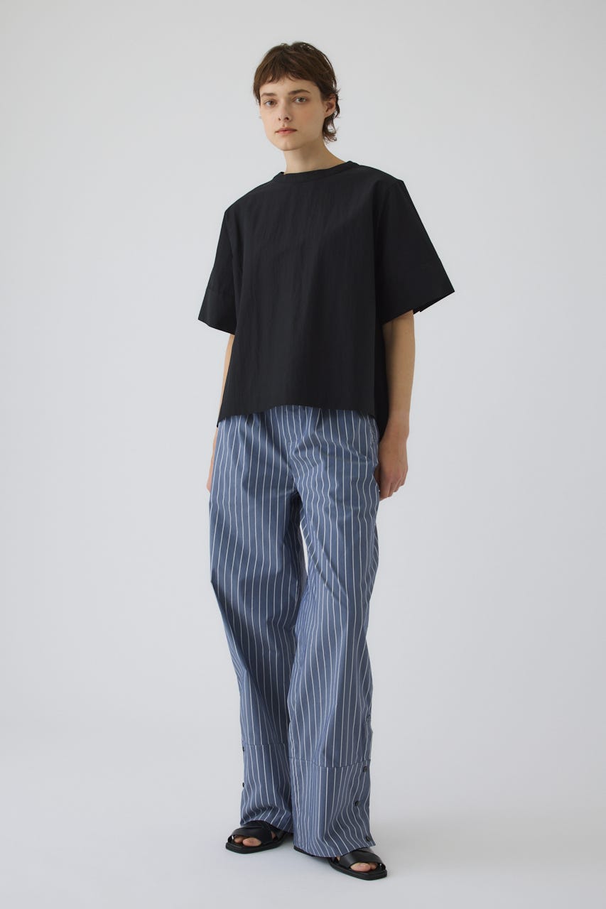 Asymmetric hem woven T/SH BLK FREE