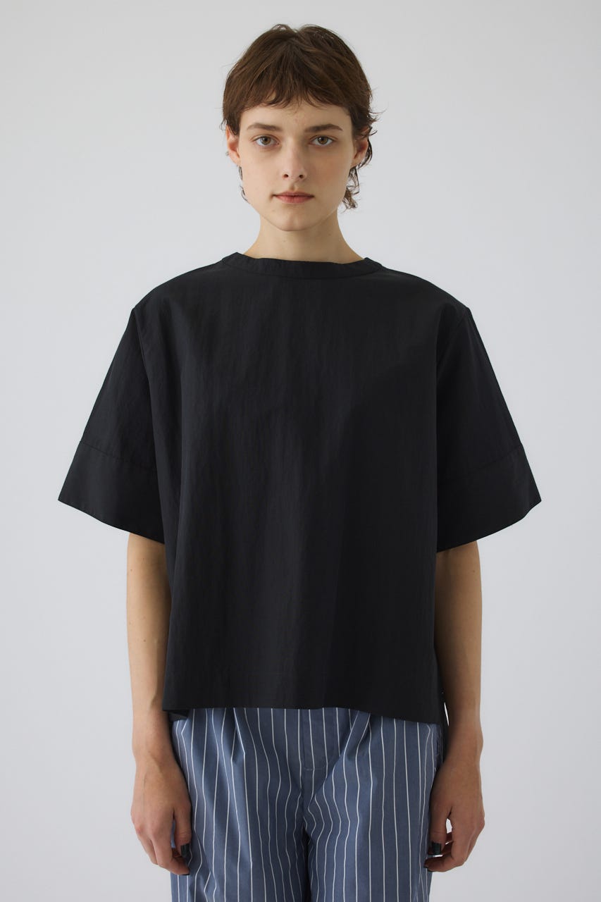 Asymmetric hem woven T/SH BLK FREE