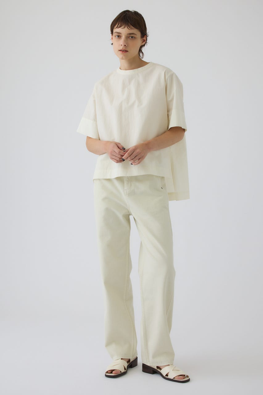 Asymmetric hem woven T/SH WHT FREE