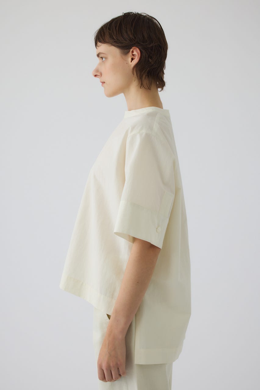 Asymmetric hem woven T/SH WHT FREE
