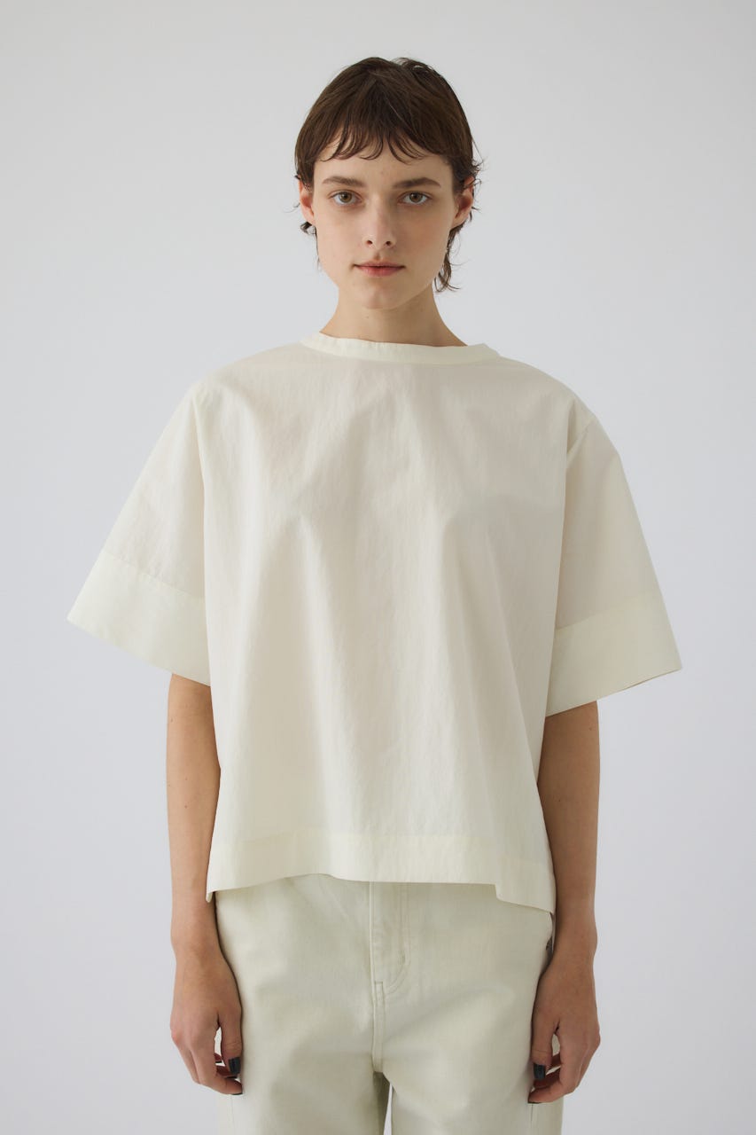 Asymmetric hem woven T/SH WHT FREE