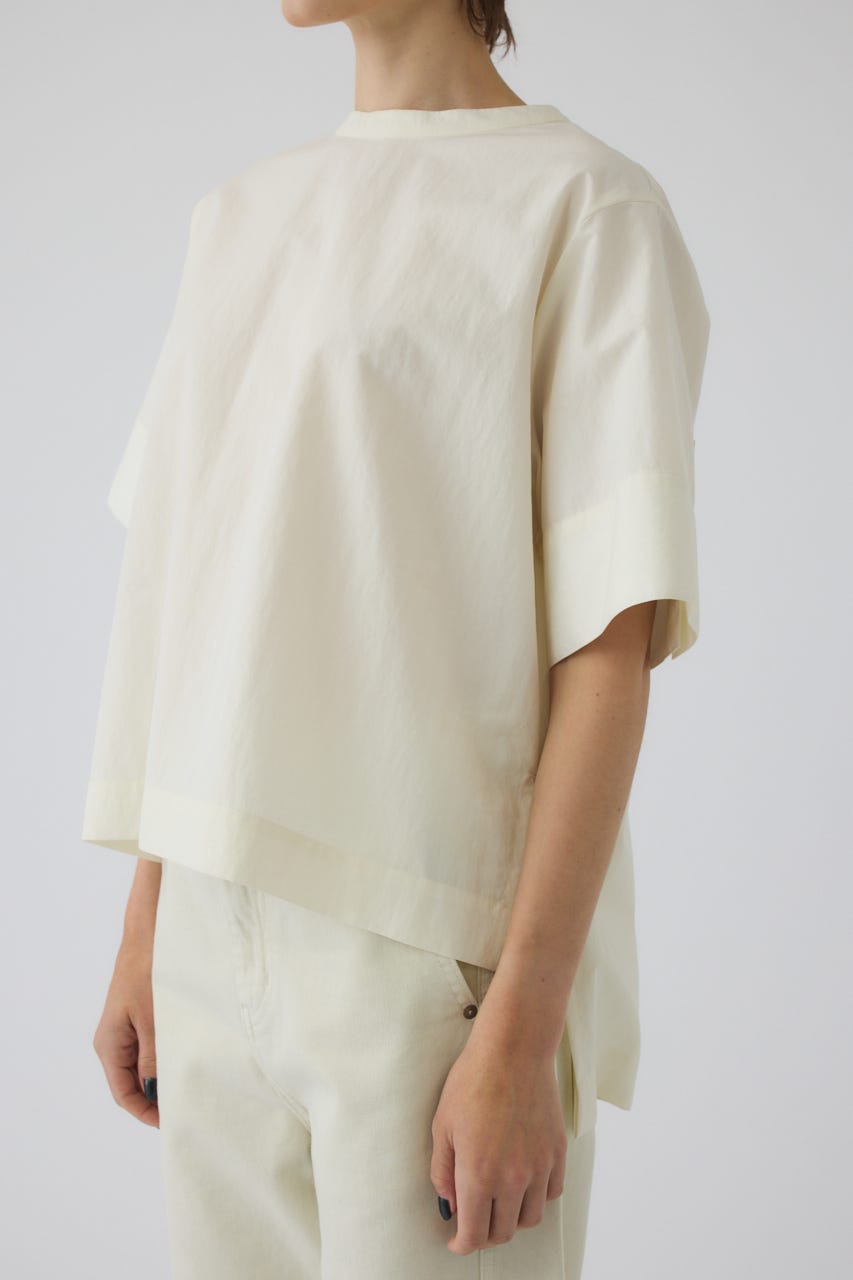 Asymmetric hem woven T/SH WHT FREE