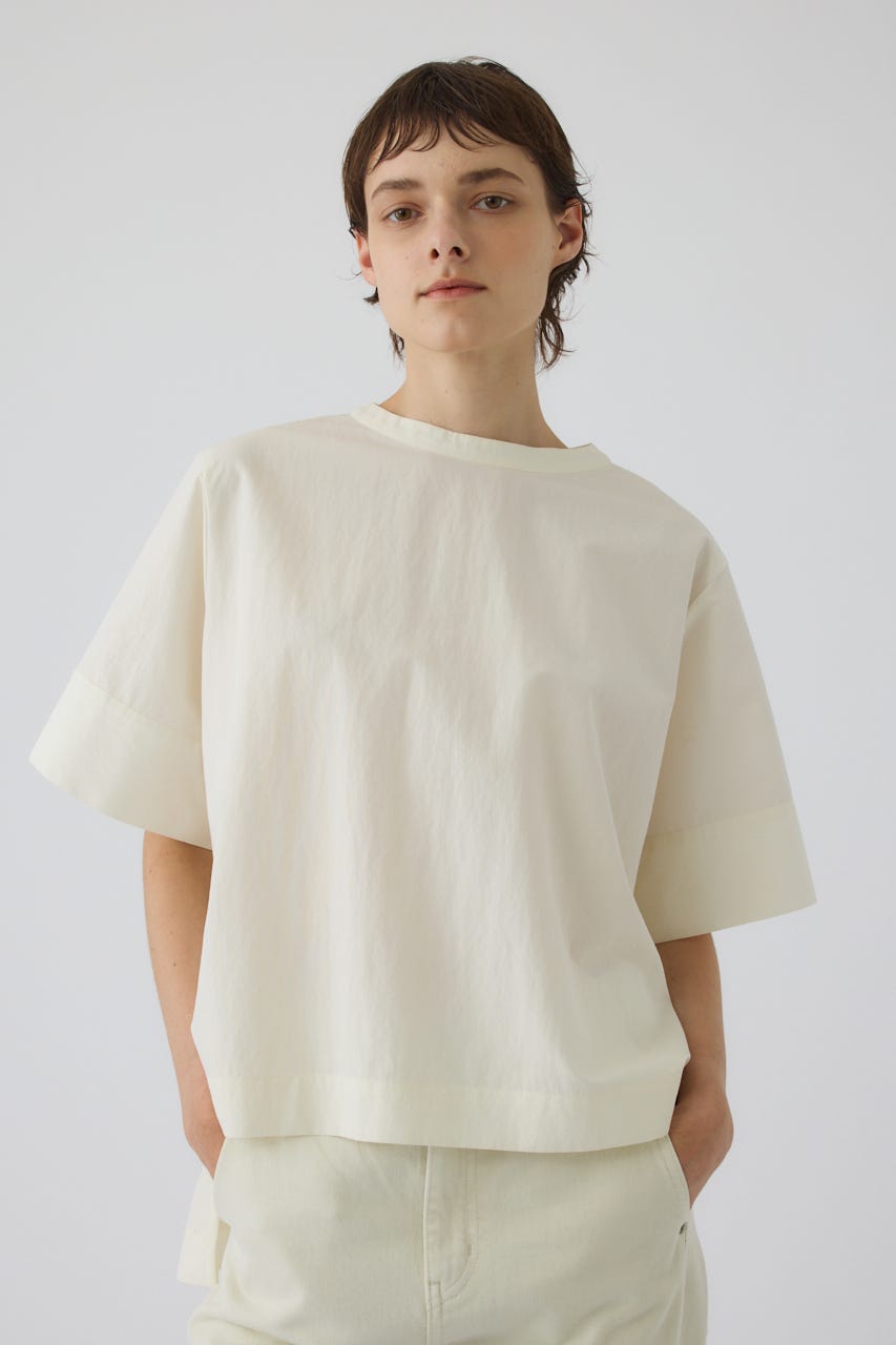 Asymmetric hem woven T/SH WHT FREE