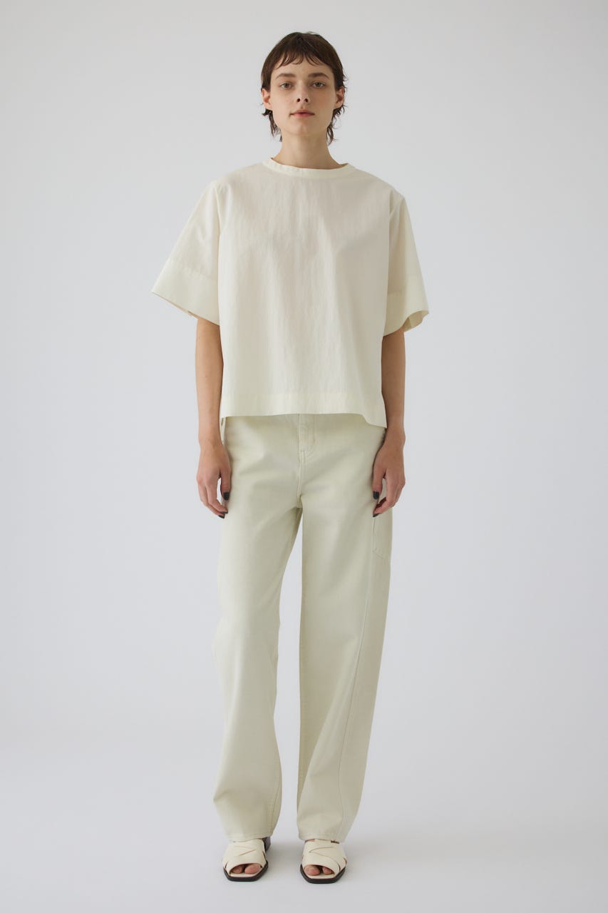 Asymmetric hem woven T/SH WHT FREE