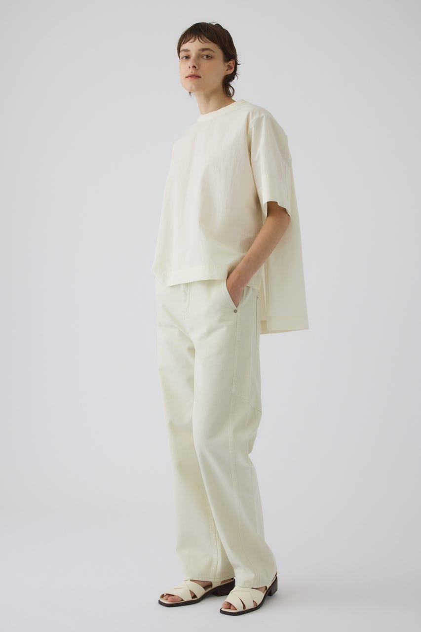 Asymmetric hem woven T/SH WHT FREE