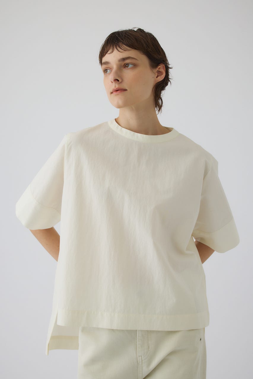 Asymmetric hem woven T/SH WHT FREE