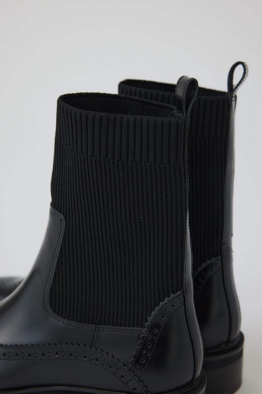Wingtip chelsea boots BLK ３８