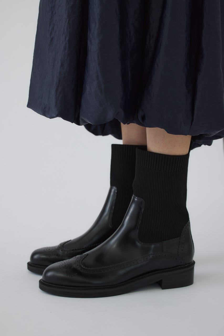 Wingtip chelsea boots BLK ３８