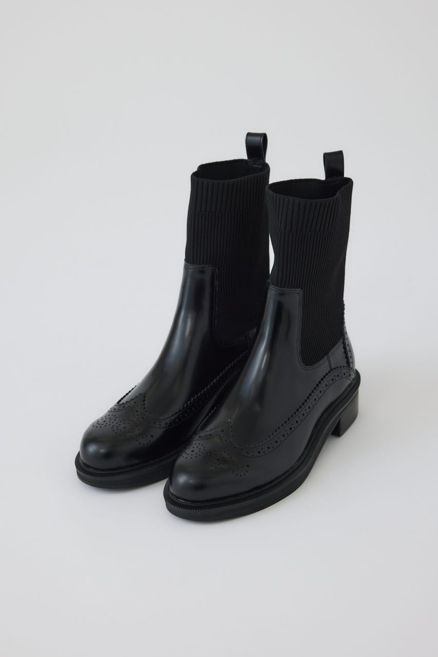 Wingtip chelsea boots BLK ３８