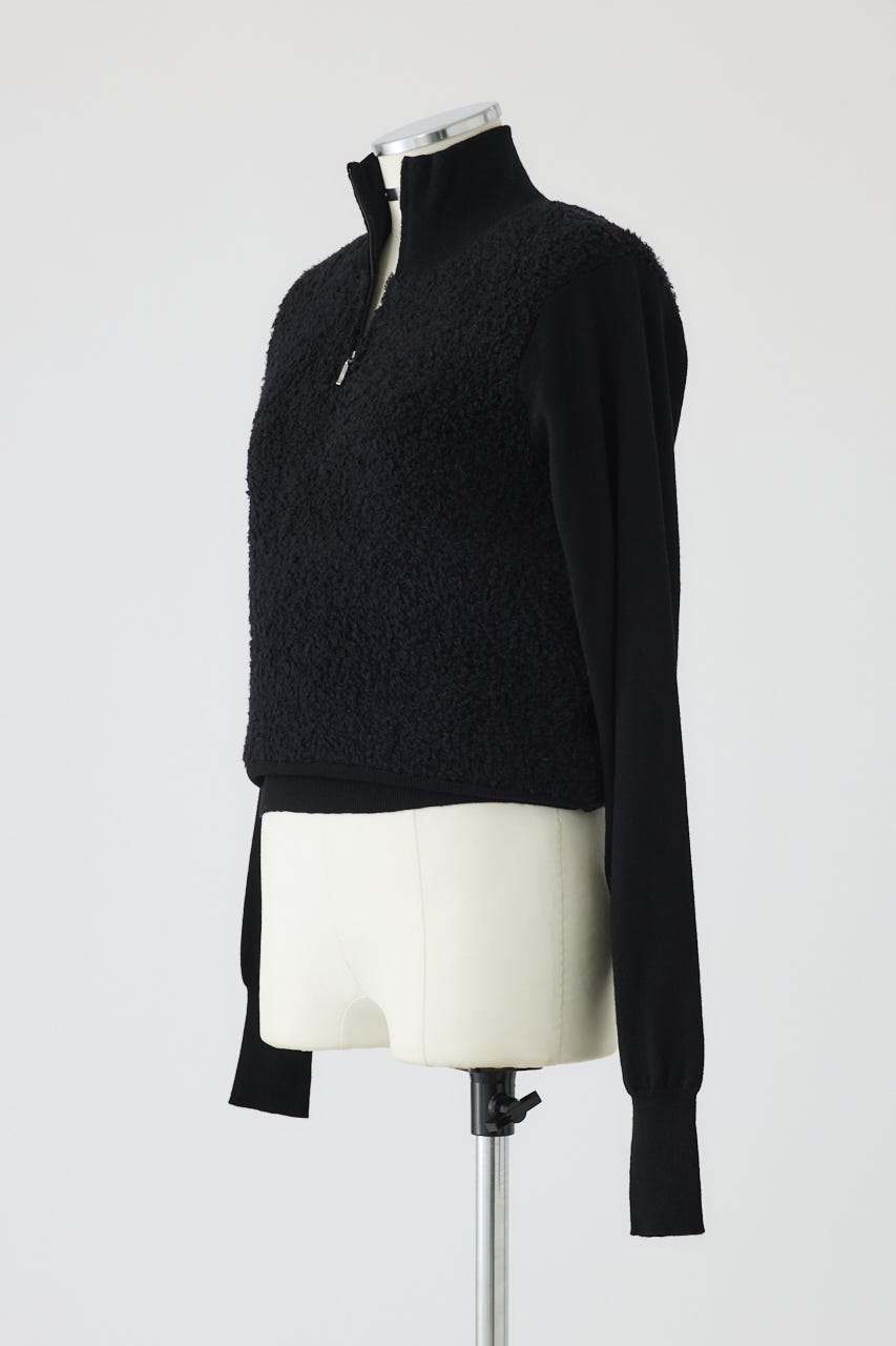 【26FW PRE ORDER】Boa vest-like zip knit BLK FREE