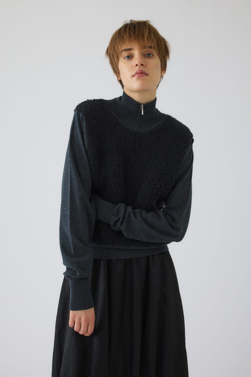 11/4- order start Boa vest-like zip knit C.GRY FREE