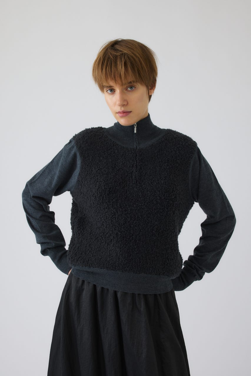 11/4- order start Boa vest-like zip knit C.GRY FREE