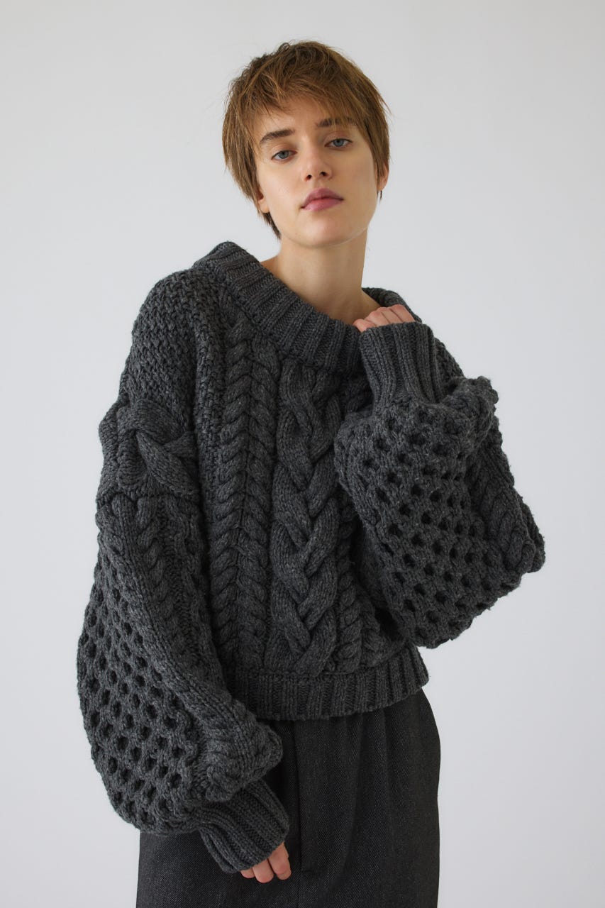 11/4- order start Handmade cable knit C.GRY FREE
