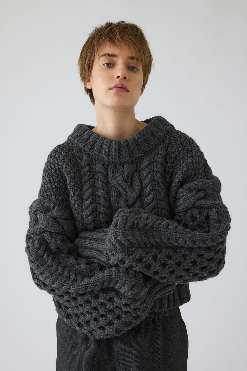 11/4- order start Handmade cable knit C.GRY FREE