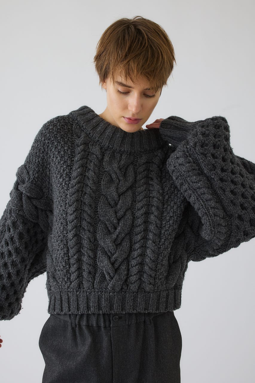 11/4- order start Handmade cable knit C.GRY FREE