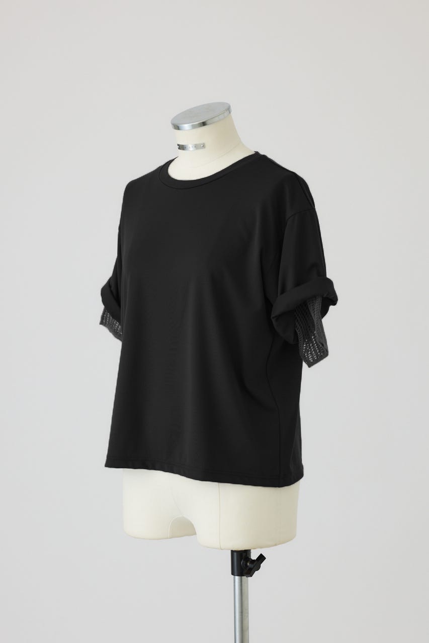 7/15- order start Mesh layered sleeve tee BLK FREE