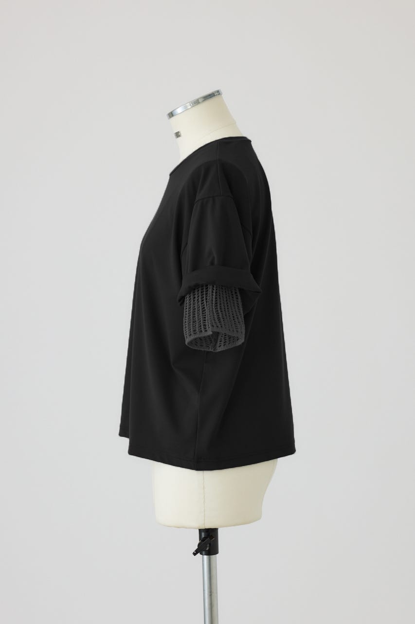7/15- order start Mesh layered sleeve tee BLK FREE