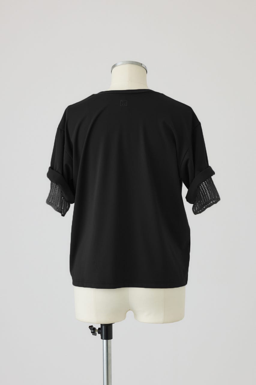 7/15- order start Mesh layered sleeve tee BLK FREE