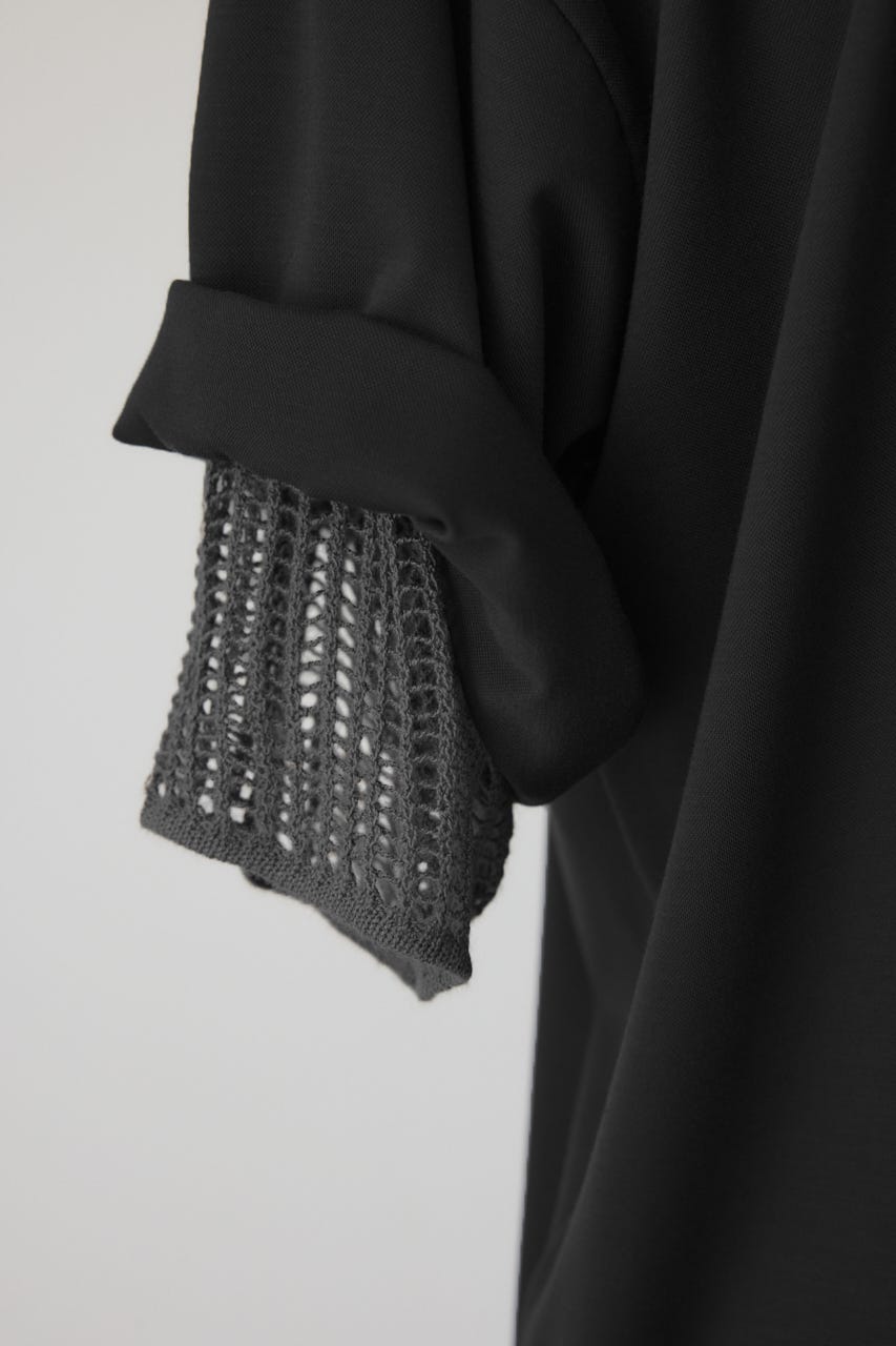 7/15- order start Mesh layered sleeve tee BLK FREE