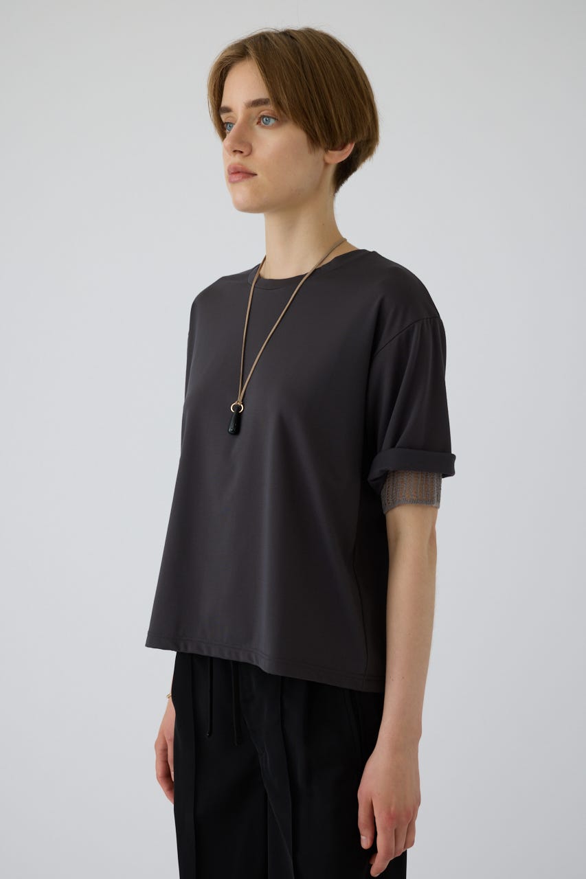 7/15- order start Mesh layered sleeve tee C.GRY FREE