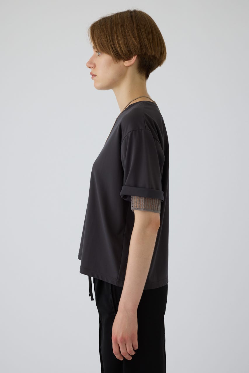 7/15- order start Mesh layered sleeve tee C.GRY FREE