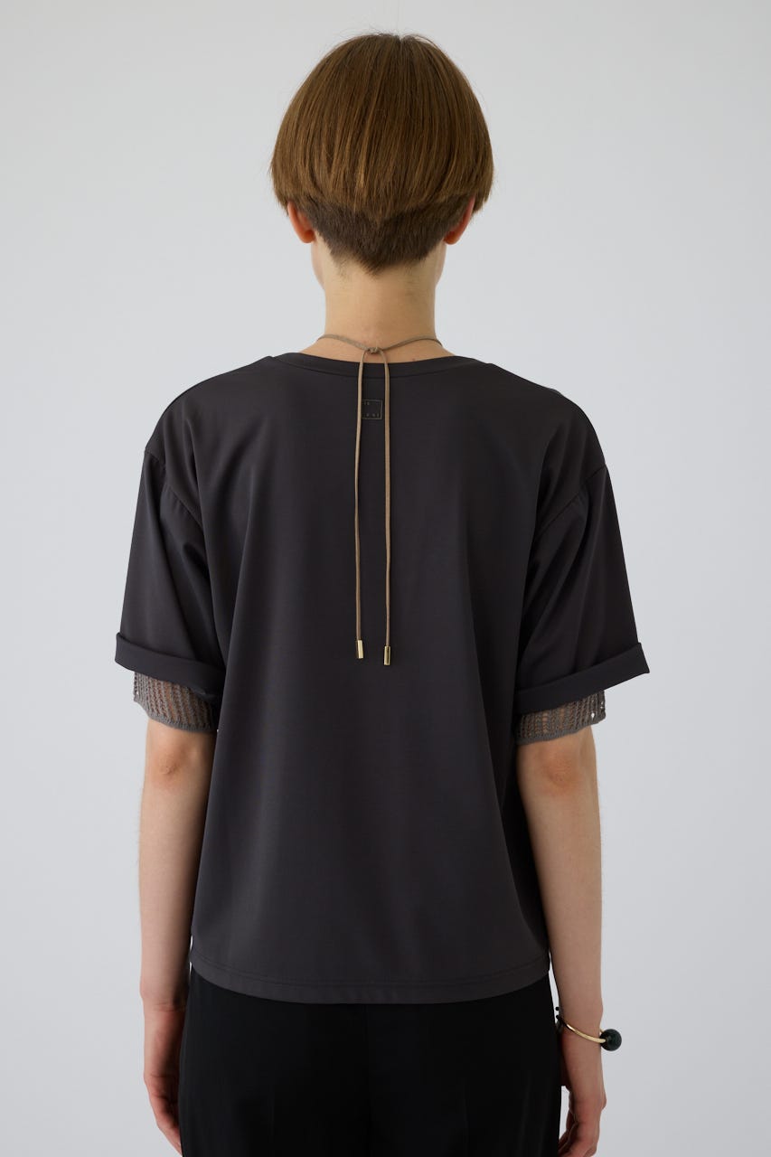 7/15- order start Mesh layered sleeve tee C.GRY FREE