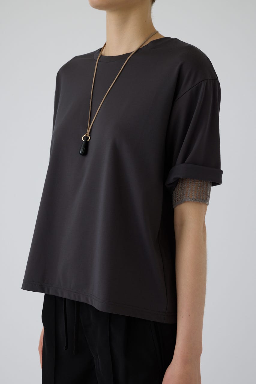 7/15- order start Mesh layered sleeve tee C.GRY FREE