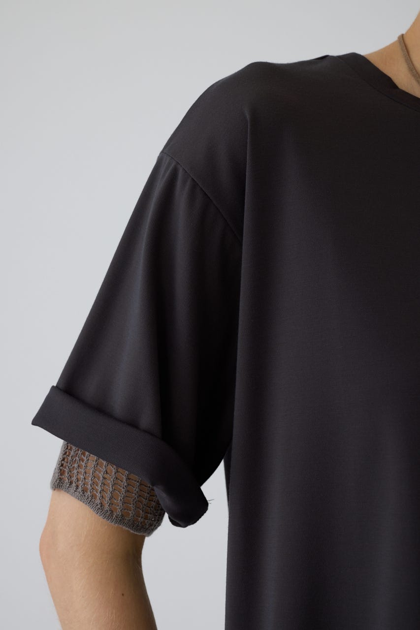 7/15- order start Mesh layered sleeve tee C.GRY FREE
