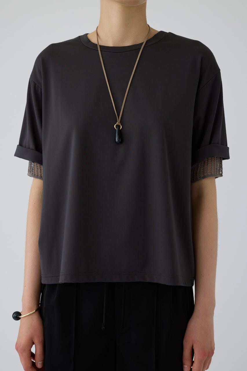 7/15- order start Mesh layered sleeve tee C.GRY FREE