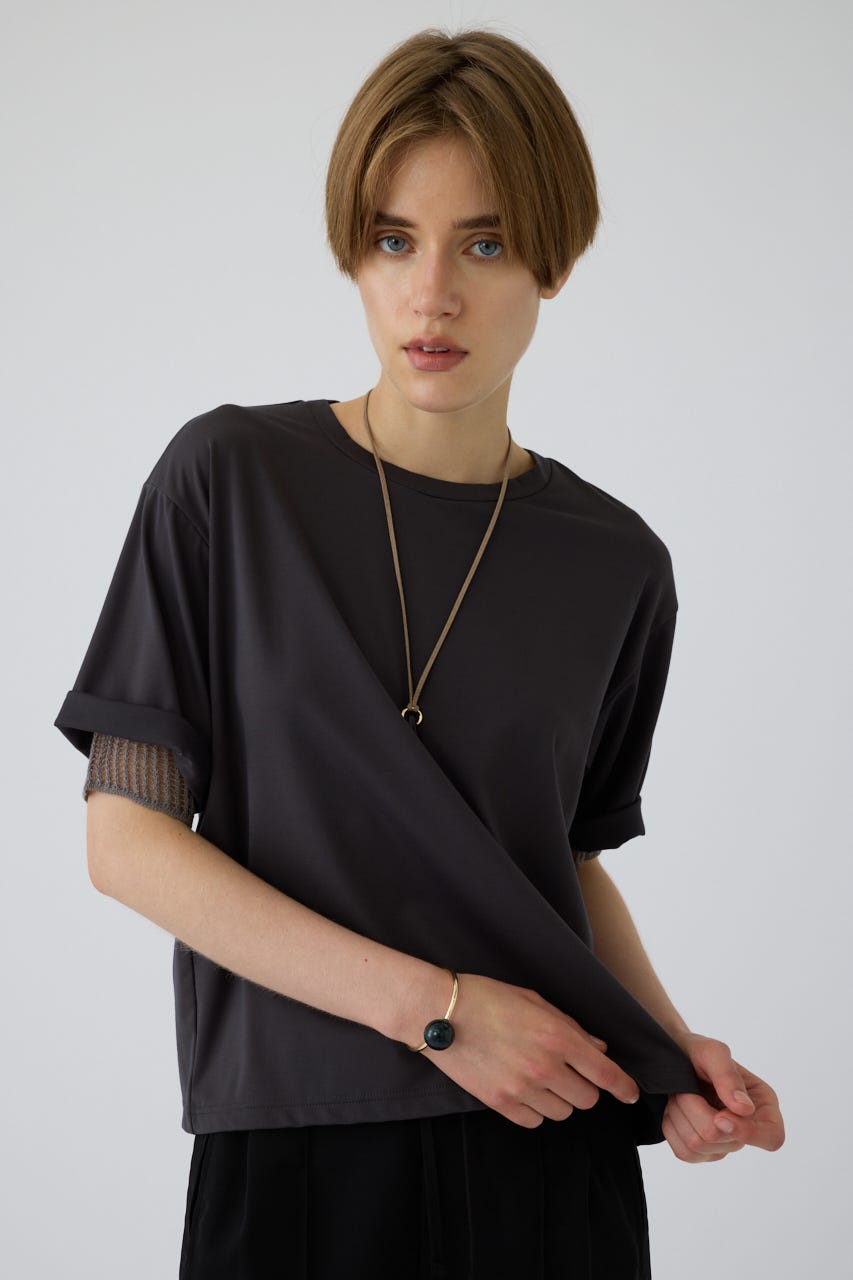 7/15- order start Mesh layered sleeve tee C.GRY FREE