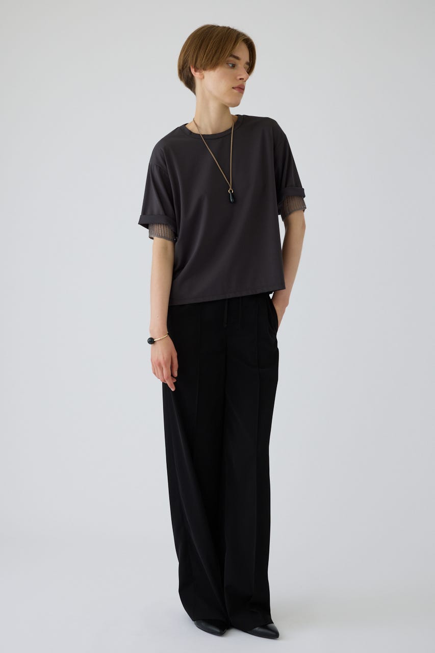 7/15- order start Mesh layered sleeve tee C.GRY FREE
