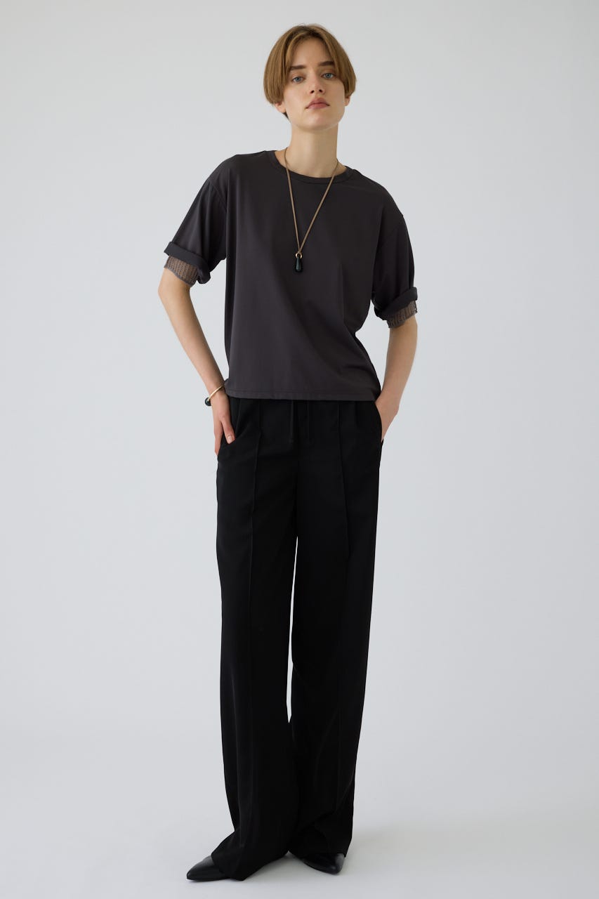 7/15- order start Mesh layered sleeve tee C.GRY FREE